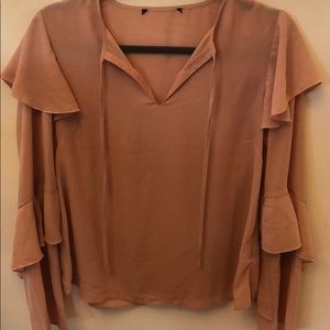 Peach blouse with flare sleeves